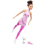 BARBIE Eiskunstläuferin Puppe - Pinkes Eiskunstlaufoutfit, abnehmbares Oberteil und Schlittschuhe,...