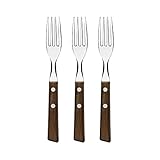 Tramontina TRADICIONAL Steakgabel Set, 3 Stück, Naturholzgriffe, rostfreier Edelstahl, Tafelgabeln,...