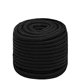 Arbeitsseil Schwarz 18mm x 50m, Geflochtenes Polyester Mehrzweckseil, Hohe Bruchfestigkeit 3800kg,...