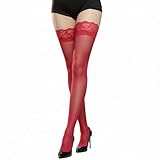 Xfome Style Damen Oberschenkelstrümpfe – Spitze, durchscheinend, hautlang mit...
