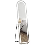 HOMCOM Bogenförmiger Ganzkörperspiegel, LED-Spiegel in voller Länge, 150 x 40 cm, 3 Lichtfarben...