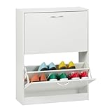 Relaxdays Schuhschrank, HxBxT: 80 x 60 x 24 cm, für 12 Paar, 2 Klappen, schmaler Schuhkipper, Flur...