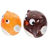 UKCOCO 2 Stück Keramik Gewürzbehälter Eulenform Kleiner Salz und Pfefferstreuer Leichtes...