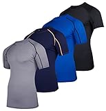 4er-Pack: Herren-Kompressionsshirt mit kurzen Ärmeln, Basisschicht, Unterhemd, Active Athletic Dry...