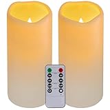 Nancia 2PACK Wasserdichte flammenlose Plastikkerzen im Freien mit Fernbedienung und Timer, LED...
