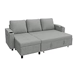 Devoko Ecksofa mit Schlaffunktion, Schlafsofa Ausziehbar L-Form mit Stauraum & Bettkasten,...