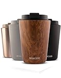 MAMEIDO Thermobecher 350ml Oak Wood - Kaffeebecher aus Edelstahl doppelwandig isoliert,...
