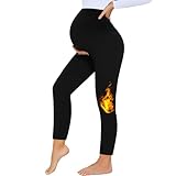 HIPOWER Thermo Schwangerschaftsleggings Damen High Waist Warme Umstandsleggings Umstandsmode Winter...