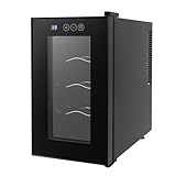 Weinkühlschrank Vollglas-Designtür mit LED Touchpanel 1 Zonen Getränkekühlschrank Klein...