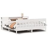 Vopese Massivholzbett mit Regal ohne Matratze Weiß 200x200 cm Kiefer Bett Model3323171