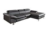 Mivano Ecksofa Driver in modernem Design / Ledersofa in L-Form mit Recamiere rechts / Inkl....