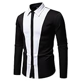 Duohropke Hemd Herren Farbblock Freizeit Hemden Button Down Shirt mit Knopfleiste Tops Regular Fit...