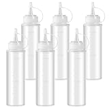 6 Stück 240 ml Squeeze Flasche, Quetschflasche, Plastik Saucenflasche mit Kappe, Squeeze Condiment...