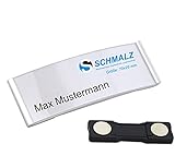 Schmalz® Namensschild Relax aus Aluminium | mit starkem Magnet | Doppelmagnet | silber eloxiert |...