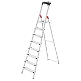 Hailo L80 ComfortLine Alu-Sicherheits-Stehleiter - 8 XXL-Stufen belastbar bis 150 kg - Tiefe...