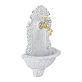 Relaxdays Wandbrunnen antik, mit Wasserhahn, nostalgisch, Waschbecken Garten, Aluguss, H x B x T 40...