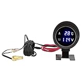 Runde Digitale Wassertemperaturanzeige, LED-Voltmeter, Hohe Leistung, Blaues Licht, Auto, Motorrad,...