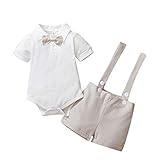 Gajaous Baby Jungen Gentleman Anzüge, Kinder Kurzarm Bowtie Shirt Strampler + Hosenträger Shorts...