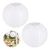2 stück Papierlampenschirm Rund, Lampions Weiß für Kreative Diy-Projekte und Party Garten...