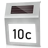 Lospitch Beleuchtete Hausnummer, Solar Hausnummernleuchte mit 2 LED, Edelstahl Beleuchtung...