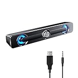 Etlephe Soundbar,PC Lautsprecher,Gaming-Lautsprecher mit coolen LED-Lichtern,PC Lautsprecher USB,...