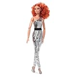 Barbie HBX94 - Signature Barbie Puppe (rote lockige Haare, klassische Körperform), voll bewegliche...