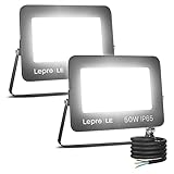 Lepro 50W LED Strahler Außen 2 Stücke, 4250LM Superhell Außenstrahler, IP65 Wasserdicht LED...