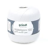 Häkelgarn 100 Gründl 100% Baumwolle, Filetgarn,häkeln, 100g 566 m,NS -2,Stärke 10 (101 weiß)