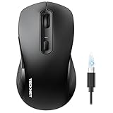 TECKNET Bluetooth Maus, PC Maus Kabellos, Wiederaufladbar Computer Maus 4800 DPI, (BT 5.0/3.0+2.4...