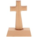 Garneck 1 stück Holzkreuz Ornamente Holz Stehend Lateinisches Kreuz Massivholz Christian...