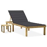 Annlera Sonnenliege Relaxliege aus Holz mit Tisch und Anthrazit Auflage Liegestuhl Wetterfest...