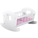 Bandits & Angels Puppenbett aus Holz Sweet Dreams weiß mit Herz – Puppenbett aus Holz –...