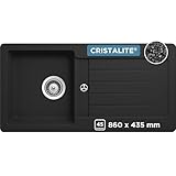 SCHOCK Küchenspüle Typos D-100S Nero 86x43,5 cm - CRISTALITE® Schwarz mit Abtropffläche -...