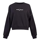 Fred Perry Damen-Sweatshirt mit Rundhalsausschnitt, 100 % Baumwolle, Größe 25,4 cm, Schwarz,...