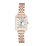 JewelryWe Damenuhr Kleine Rechteckige Armbanduhr: Elegant Analog Quarz Uhr Damen Rosegold Schmales...
