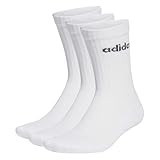 adidas Unisex Linear Crew Cushioned Socks 3 Pairs, White / Black, 37-40