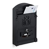 Relaxdays Briefkasten antik, nostalgischer Wand Postkasten mit Sichtfenster, HBT: 41 x 25,5 x 9 cm,...