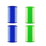 Läusekamm, 4 Stück Flohkamm, Plastik Doppelseitig Nissenkamm, Haustierkamm, Feinzahniger...