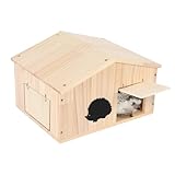 Igelhaus Holz mit Rattenklappe und Boden, Winterfeste Igelhotel mit Labyrintheingang und Schrägem...