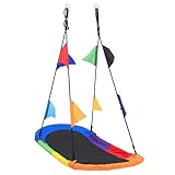 Homgoday Stahlrahmen Nestschaukel für Garten - 8 Flaggen, max. 150 kg, Mehrfarbig Model93155