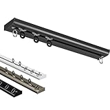 Aluminium-Deckenvorhangschiene, 1-lagig, ultradünn, Gleitstange, Raumteiler, glänzend schwarz, 4 m...