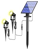 FLOWood Solar Gartenleuchte, 2 in 1 Solarstrahler Solarlampen für Garten, Aluminium-Werkstoffe...