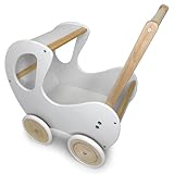 Puppenwagen aus Holz mit Gummireifen Holzpuppenwagen für Baby-Puppen Spielzeug mit...