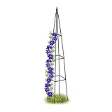 Relaxdays Rankhilfe Obelisk, HBT 190 x 35 x 35 cm, Rankpyramide Kletterpflanzen, Metall,...