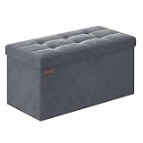 SONGMICS Sitzhocker mit Stauraum, klappbare Sitzbank, 38 x 76 x 38 cm Fußbank, Aufbewahrungsbox,...