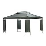 Mondeer Gartenpavillon mit Doppeldach 3x4m, 12m² Partyzelt Gartenlaube, Metall Gestell Stabil...