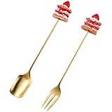 ULTECHNOVO Edelstahl Besteck Set Desertbesteck Gabeln Löffel mit Kuchen Figur Kaffeelöffel...