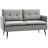 HOMCOM Polstersessel Armlehnensessel mit Kissen Loungesessel Sofa mit Leinenoptik, Stahlbeine, für...