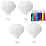 4 Heißluftballon Deko, Himmelslaternen Zum Steigen Lassen, Weiße Lampions Für Hochzeit,...