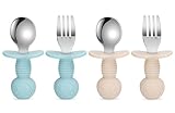 MOJINL 4 Stück Baby Besteckset ab 1 Jahr, BPA Frei Silikon Baby Besteck Set, Kinderbesteck...